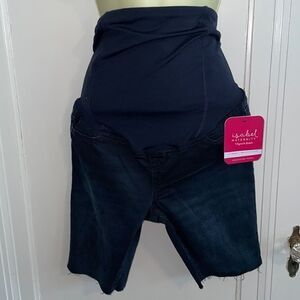 NWT Isabel Maternity dark denim Bermuda shorts with unfinished hems